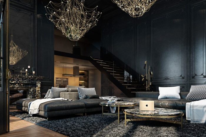 Dark home interior design