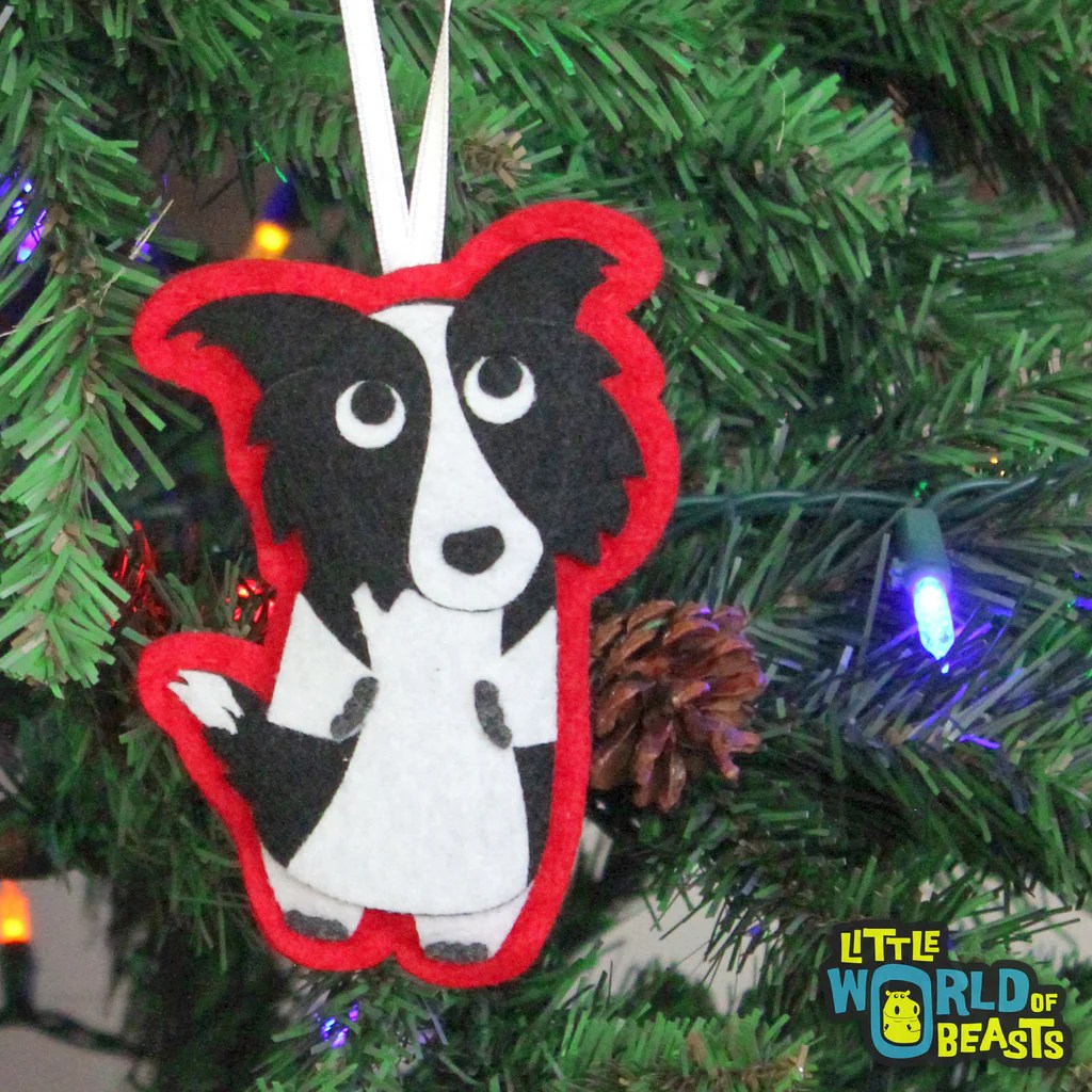 Border collie christmas tree decoration