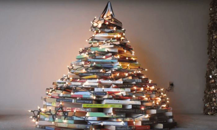 Books christmas tree decoration