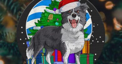 Border collie christmas tree decoration