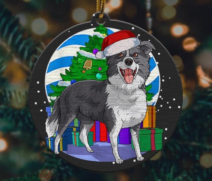 Border collie christmas tree decoration