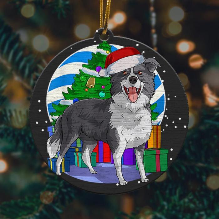 Border collie christmas tree decoration